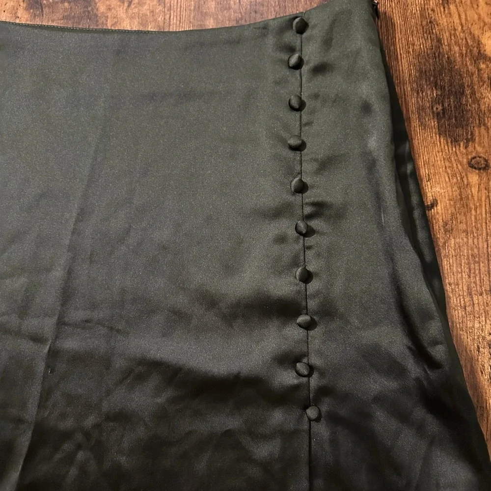 LeGer Lena Gercke Satin Skirt Womens 38 Black Side Button Mini Skirt LEG0549001